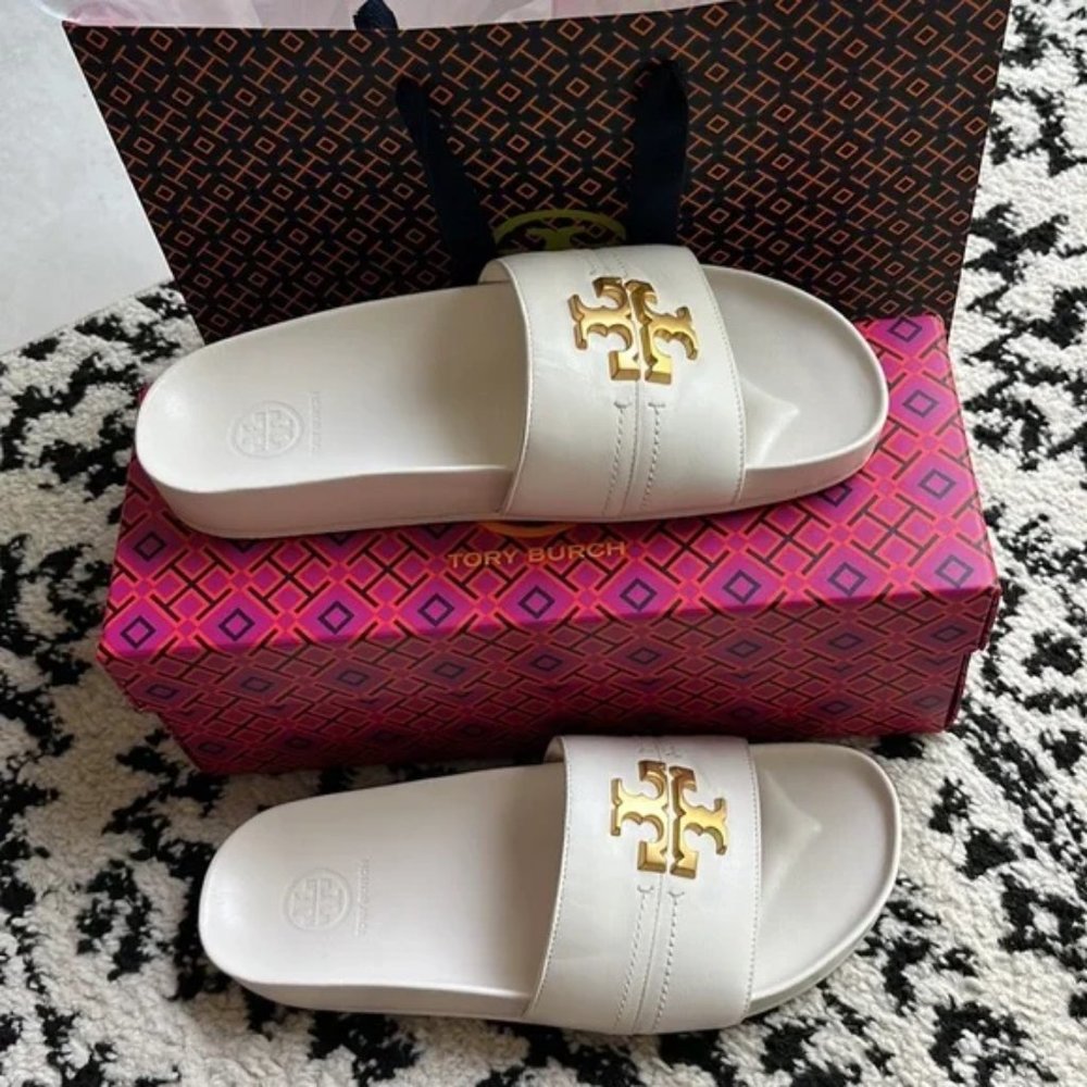 Tory Burch Everly Calf Leather Anatomic Sandal Slide